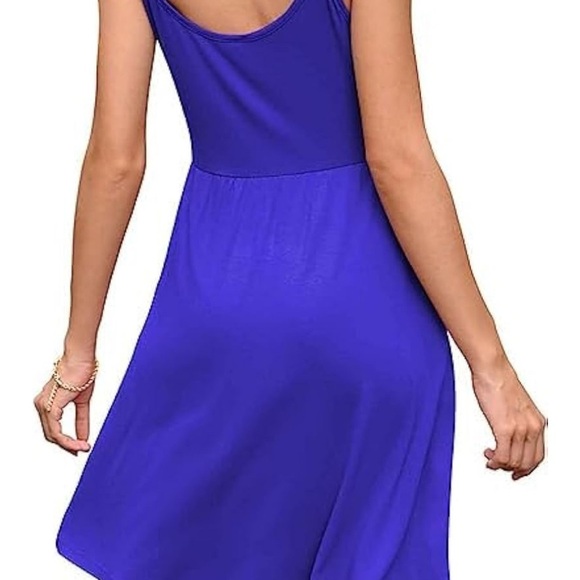 Women's V-Neck Sleeveless Dresses A Line Casual Summer Beach Dress Blue 2XL - Picture 4 of 10